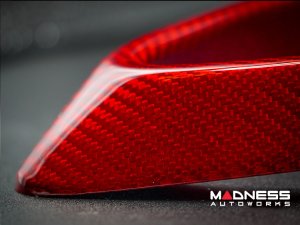 Alfa Romeo Stelvio Front V Shield Grill Frame + Emblem Frame Kit - Carbon Fiber - QV Model - Red Candy